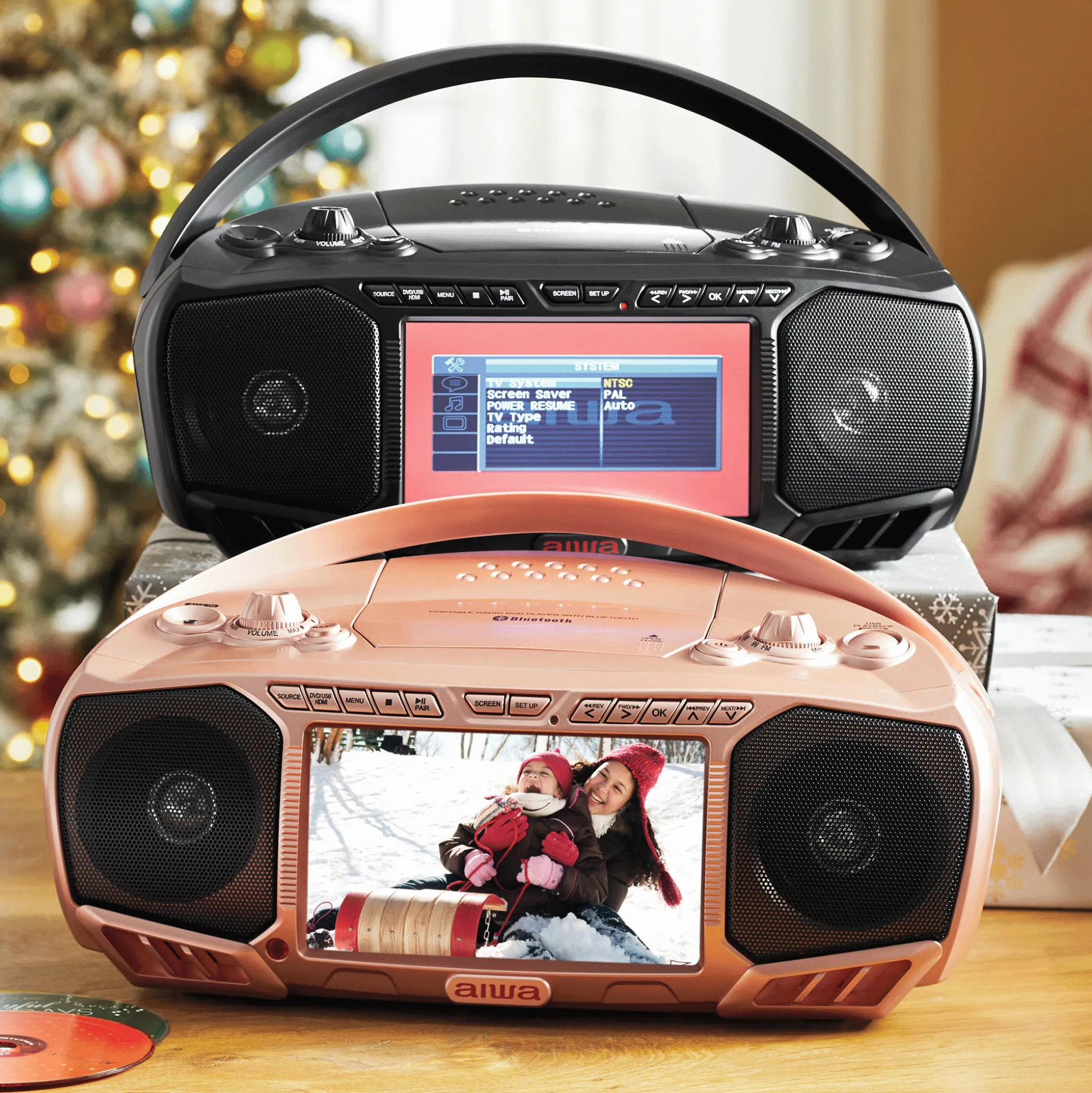 Aiwa Portable 7" Screen DVD Boom Box with Bluetooth