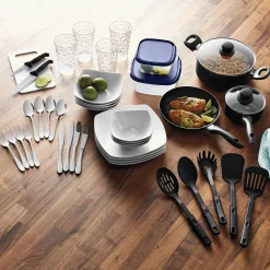 All U Need 45-Piece Combo Cookware & Dinnerware Set