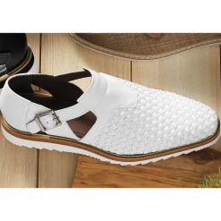 Alvarado Men's Woven Leather City Sandal with Memory Foam Footbed