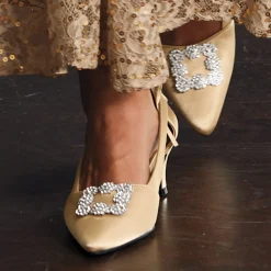 Amanda D'laurie Satin & Rhinestone Pump for Women with 2" Kitten Heel