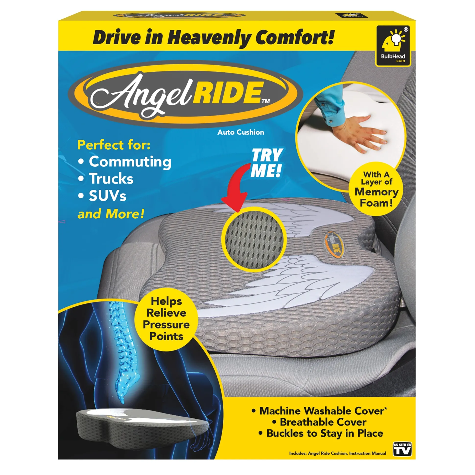 Angel Ride Memory Foam Car Seat Cushion