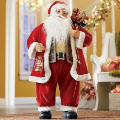 Animated Santa with Gift Bag and Lantern