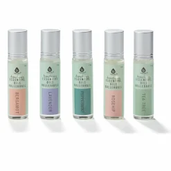 Aromatherapy Essential Oils Rollerballs 5-Pack, Bergamot, Lavender, Peppermint, Rosehip, Tea Tree