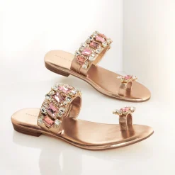 Azalea Wang Belva Rhinestone Toe-Loop Sandal