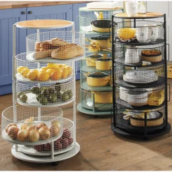 5-Basket Round Rolling Floor Organizer