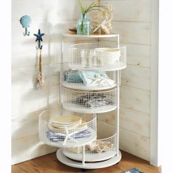 5-Basket Round Rolling Floor Organizer