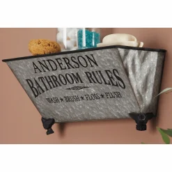 Bathroom Rules Galvanized Wall Shelf