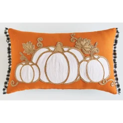 Beaded Pumpkin Trio Pillow