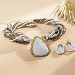 Bead/Stone Necklace & Earring Set