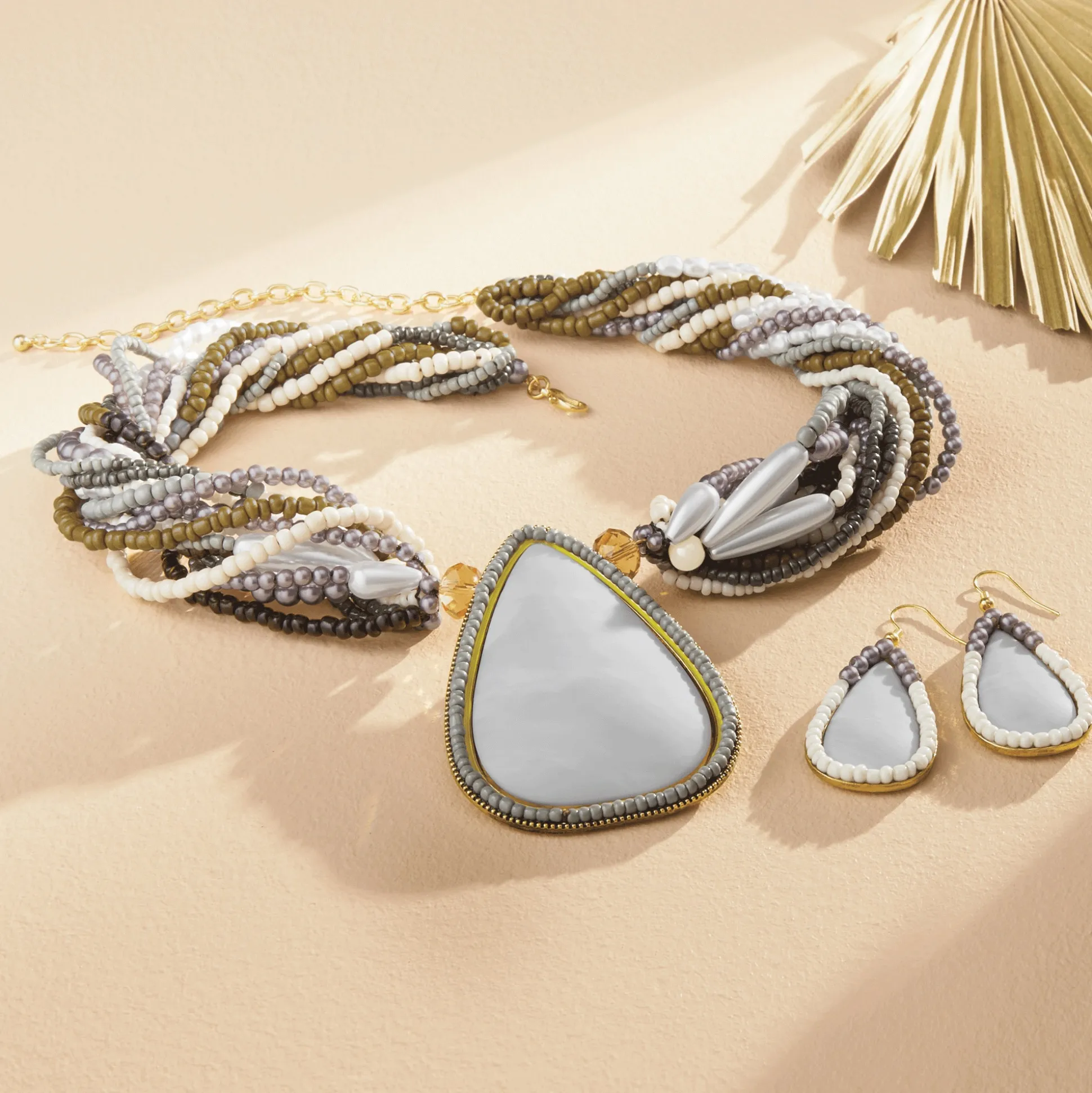 Bead/Stone Necklace & Earring Set