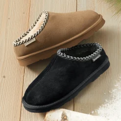 BEARPAW Suede Tabitha Clog Slipper with Wool-Blend Lining