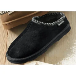 BEARPAW Suede Tabitha Clog Slipper with Wool-Blend Lining