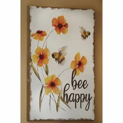 Bee Happy Burlap Wall Art