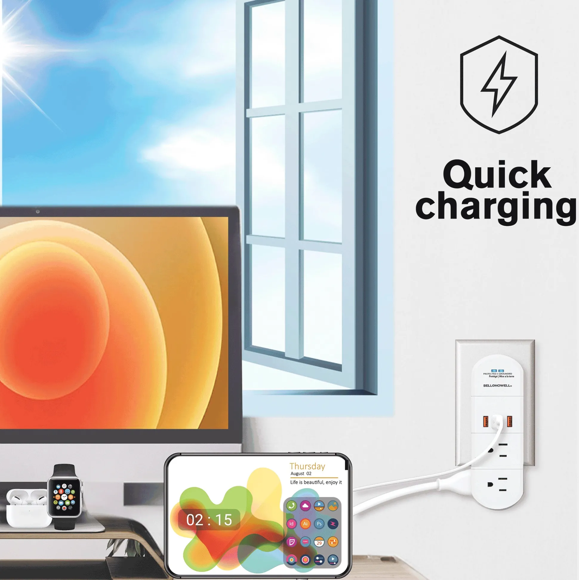 Bell+Howell 180° Swivel Power with Surge Protection