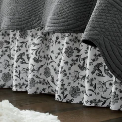 Black & White Floral Bedskirt
