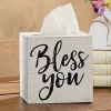 Bless You Wooden Tissue Box