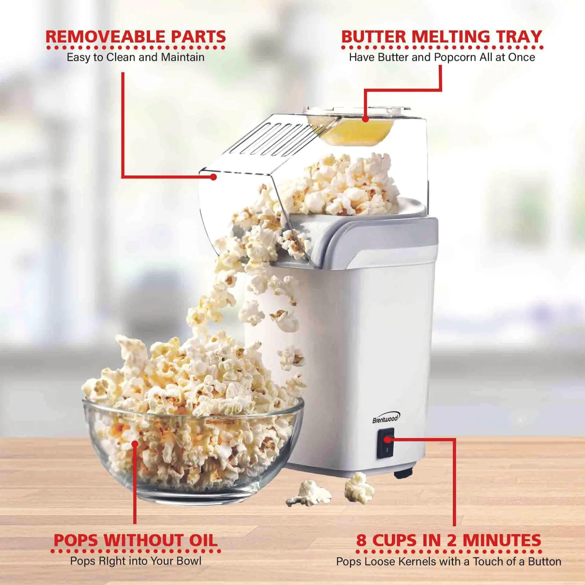 Brentwood 8-Cup Hot Air Popcorn Maker
