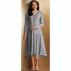 Brigid Beaded Women's Dress with Sheer Jacket