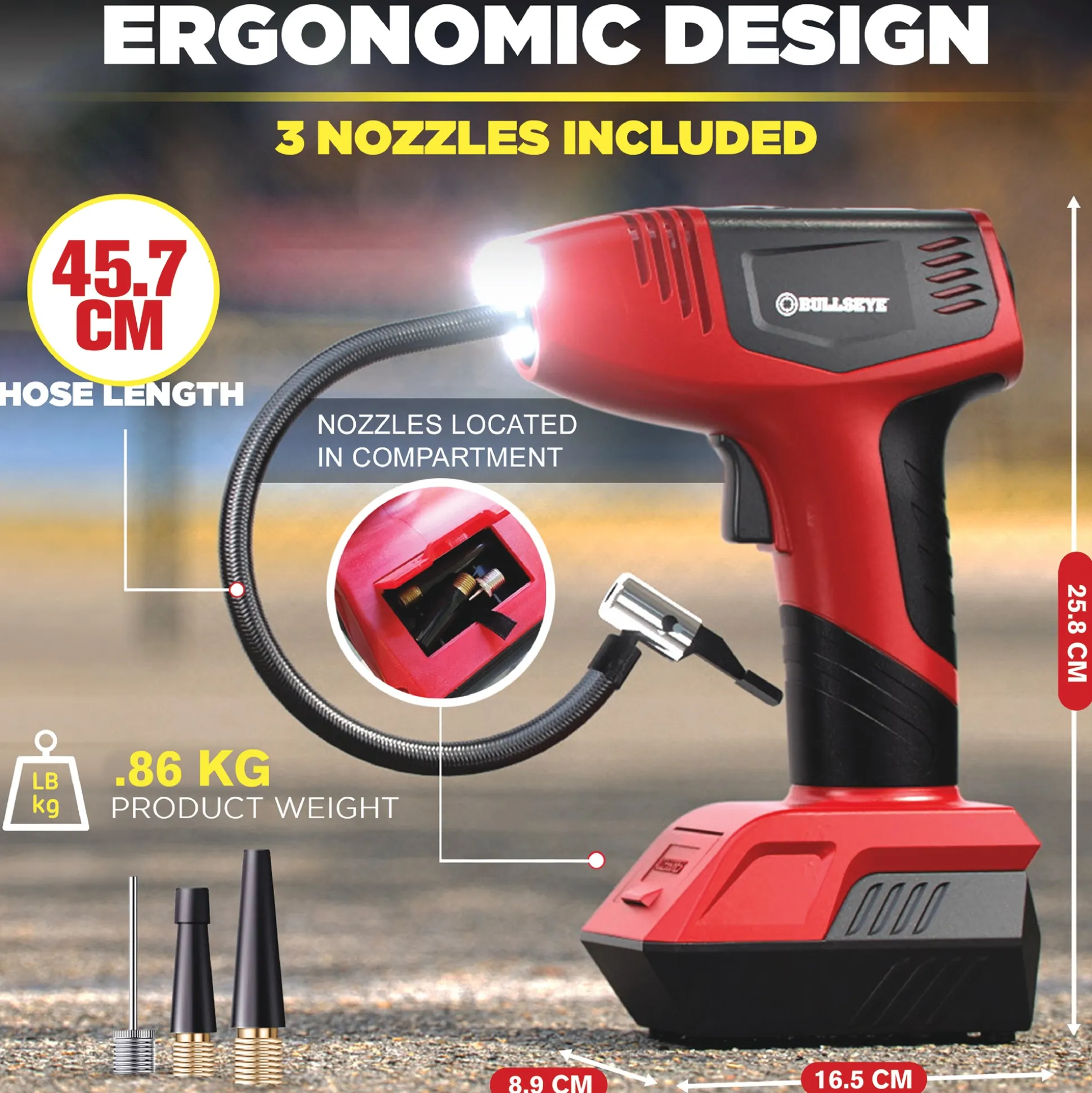 Bullseye Pro Rechargeable Tire Inflator