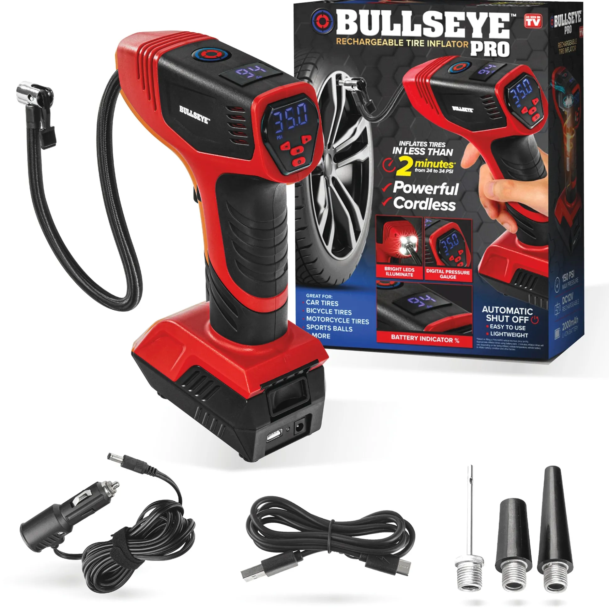 Bullseye Pro Rechargeable Tire Inflator