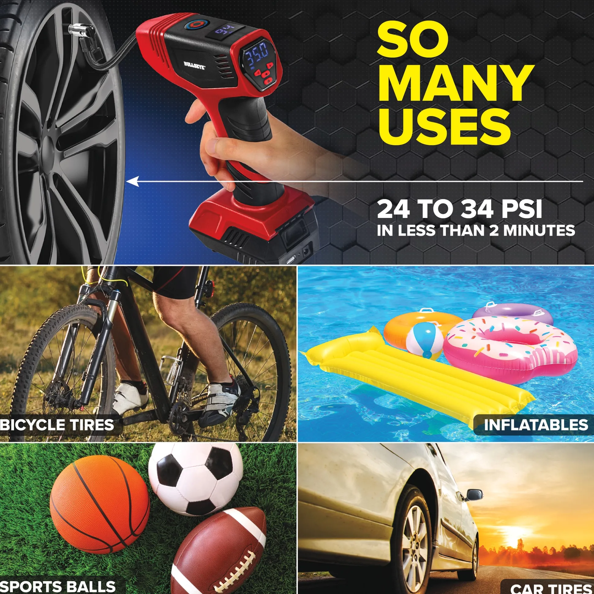 Bullseye Pro Rechargeable Tire Inflator