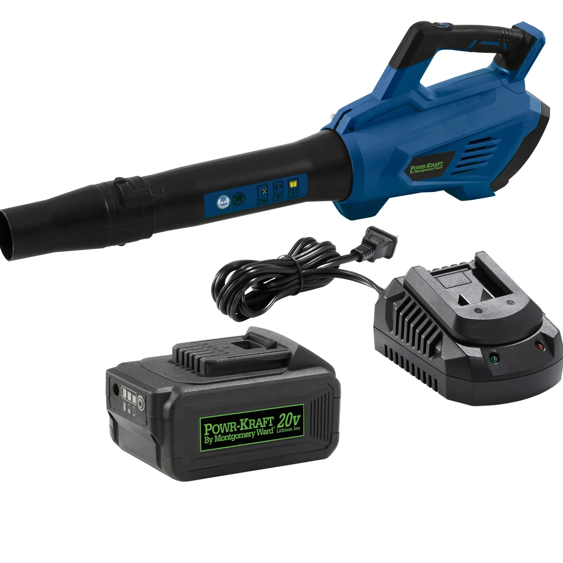 Bundle and Save Pack: Powr-Kraft 20V Cordless Blower with 4.0Ah Lithium-Ion Battery & Charger by Montgomery Ward
