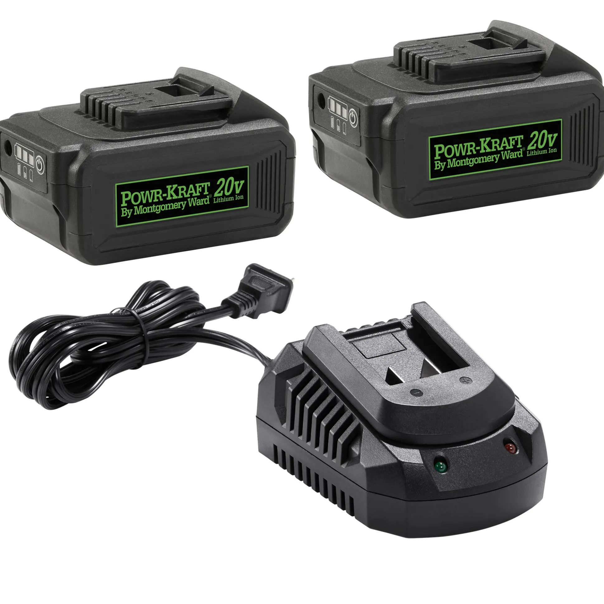 Bundle and Save Pack: Powr-Kraft 2-Pack 20V 4.0Ah Lithium-Ion Batteries & Charger by Montgomery Ward