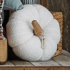 Cable Knit Pumpkin Figural Pillow