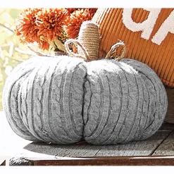 Cable Knit Pumpkin Figural Pillow