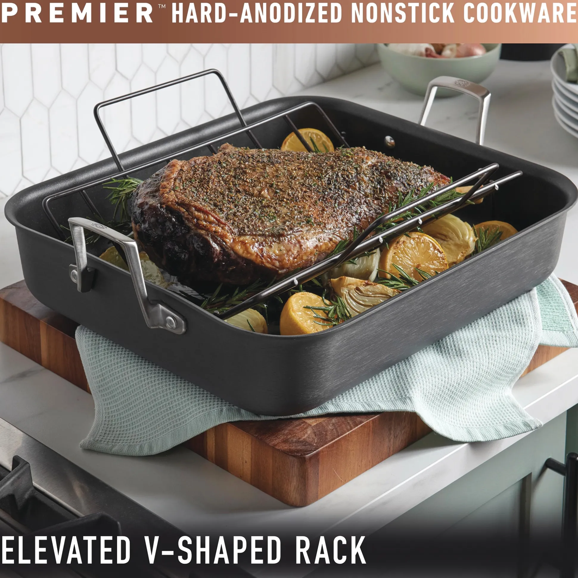 Calphalon Hard-Anodized 16" Roasting Pan with Rack