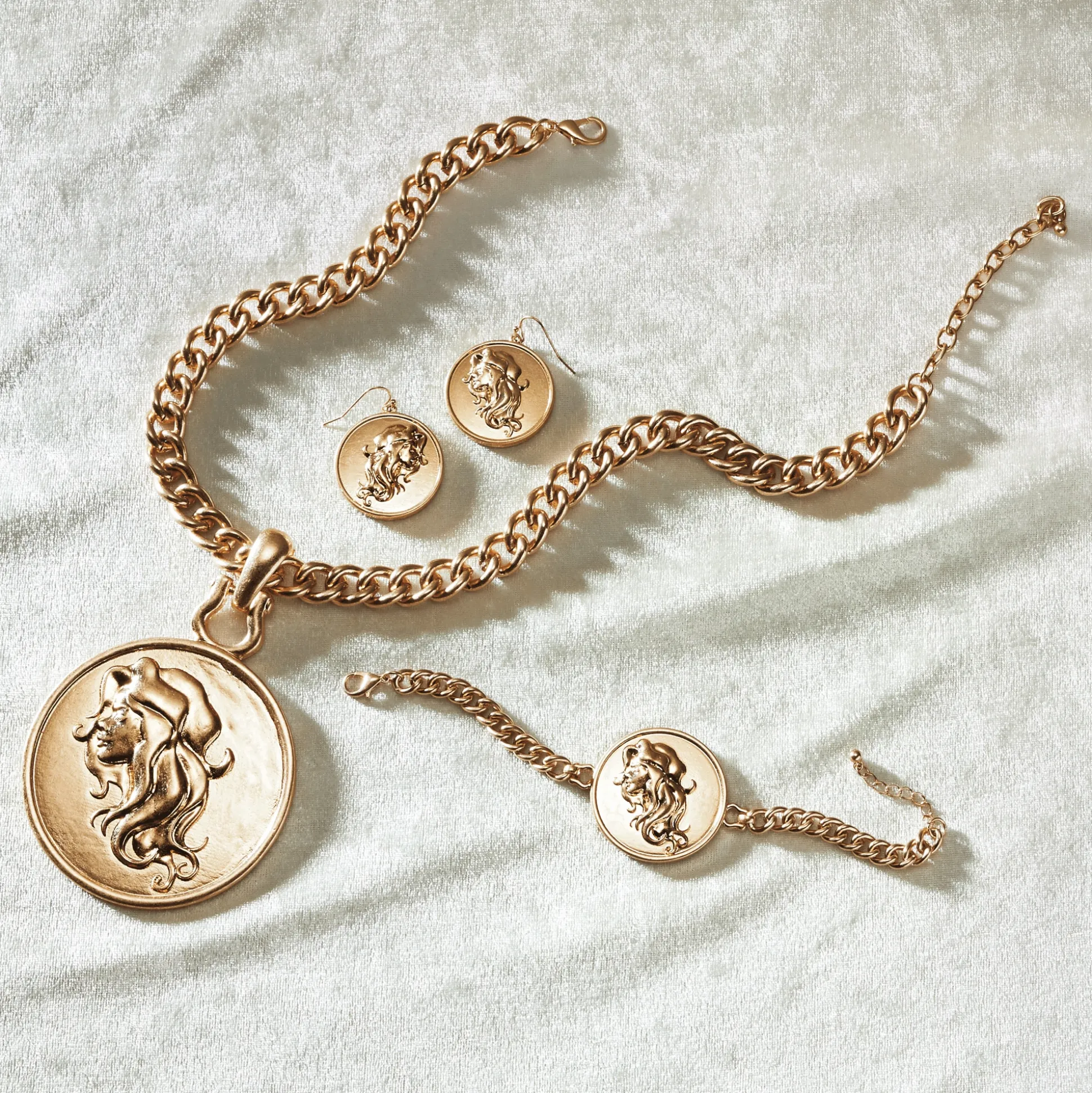 Cameo Metal Necklace, Bracelet and Earrings - Buy All and Save