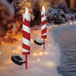 Candy Cane Candle Solar Stake