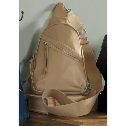 Canvas Slingbag with Zip Closures and Durable Nylon