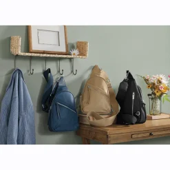 Canvas Slingbag with Zip Closures and Durable Nylon