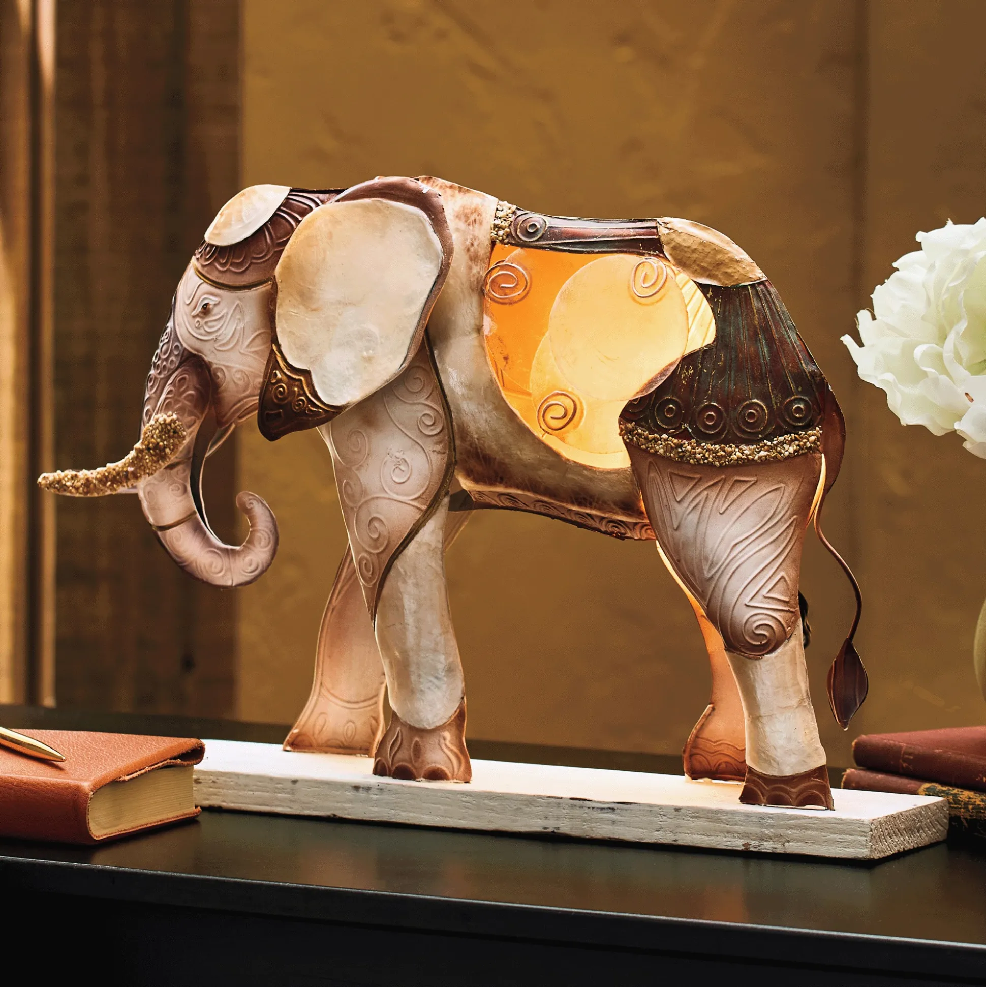 Capiz Elephant Lamp
