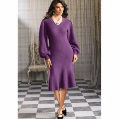 Casey Women's Sweater Dress with Ballooh Sleeves