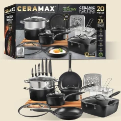 Ceramax 20-Piece Ceramic Nonstick Cookware Set