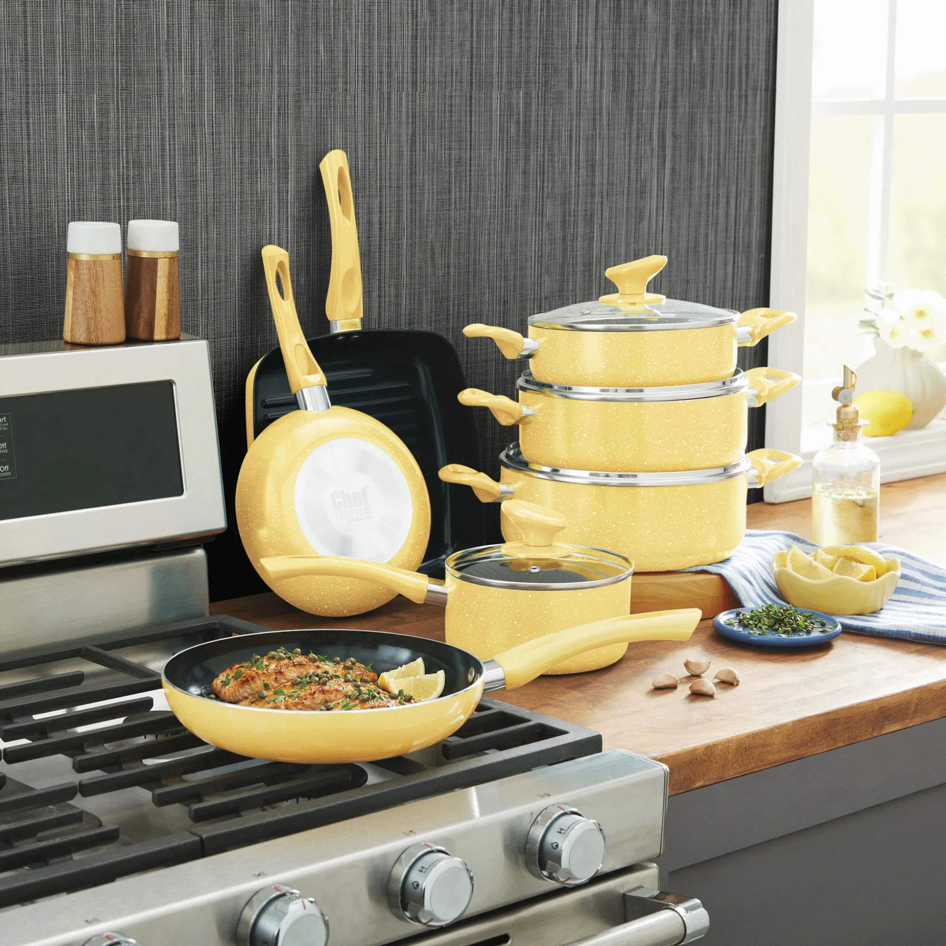 Chef Tested 11-Piece Granite Ceramic Nonstick Cookware Set