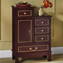 Cherry Lacquer Offset Side Table