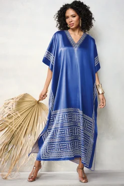 Chi Women's Long Caftan with Regal Border Print