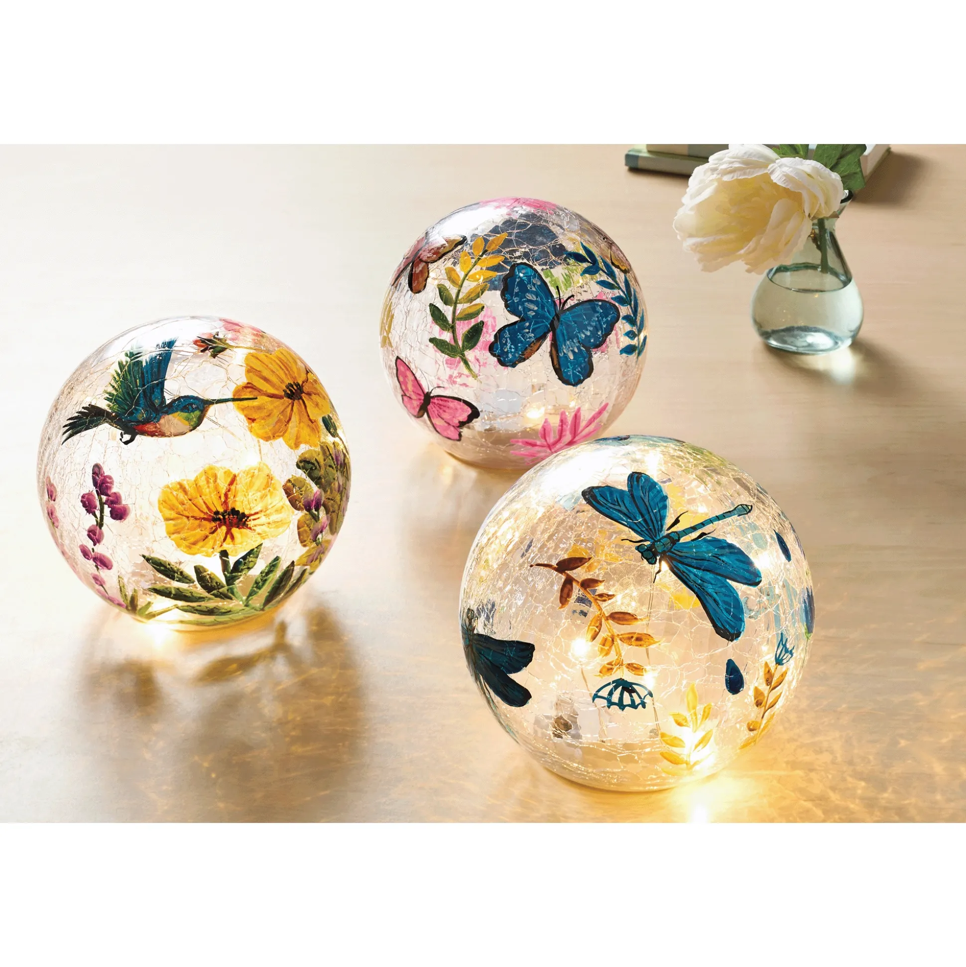 Choice of 3 Lit Glass Spring Orbs
