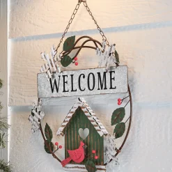 Christmas Cardinal Welcome Sign