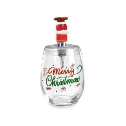 Christmas Stemless Wine Glass with Stopper