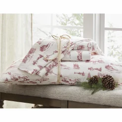 Christmas Toile Flannel Sheet Set