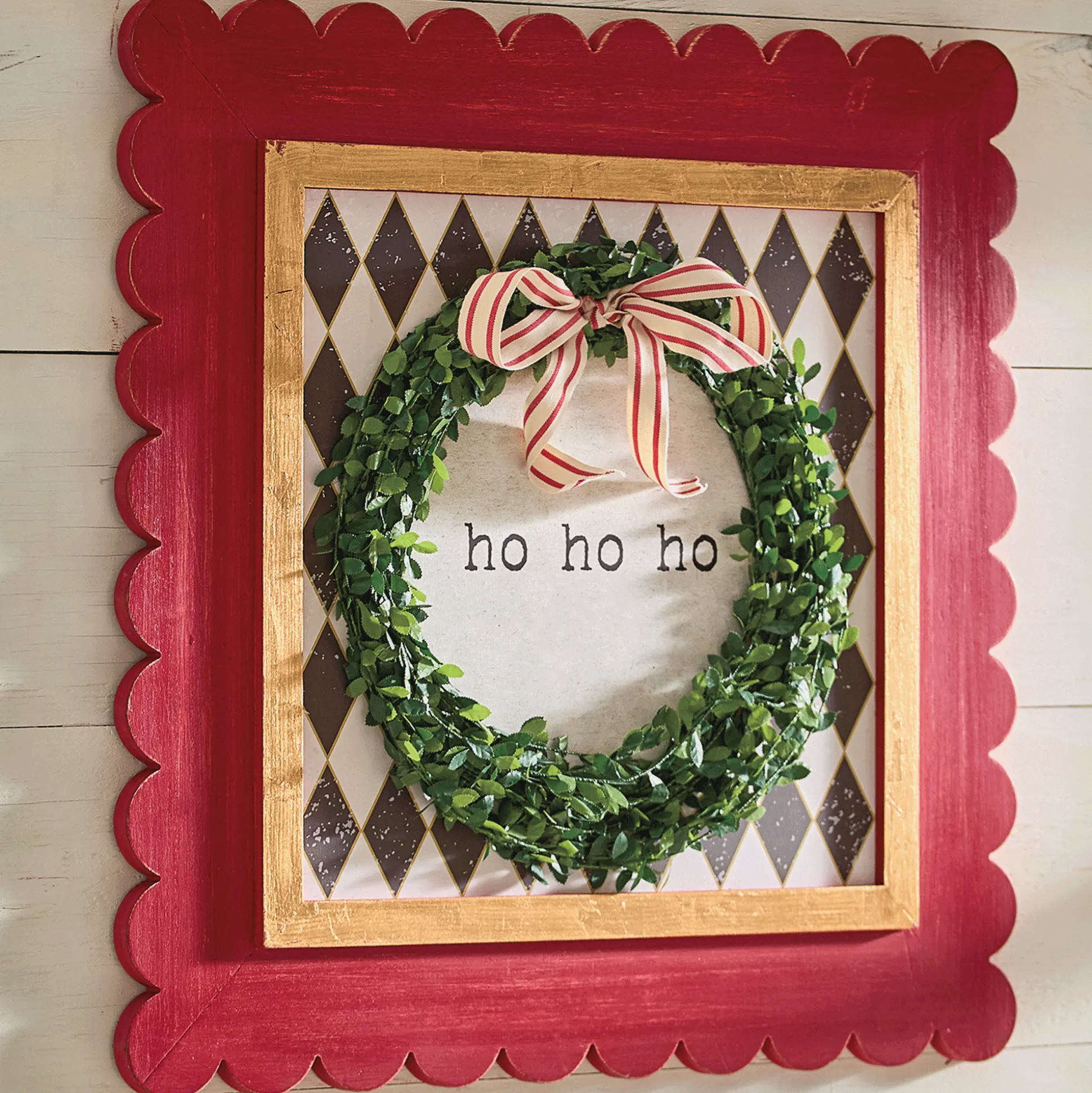 Christmas Wall Art with Scalloped Frame