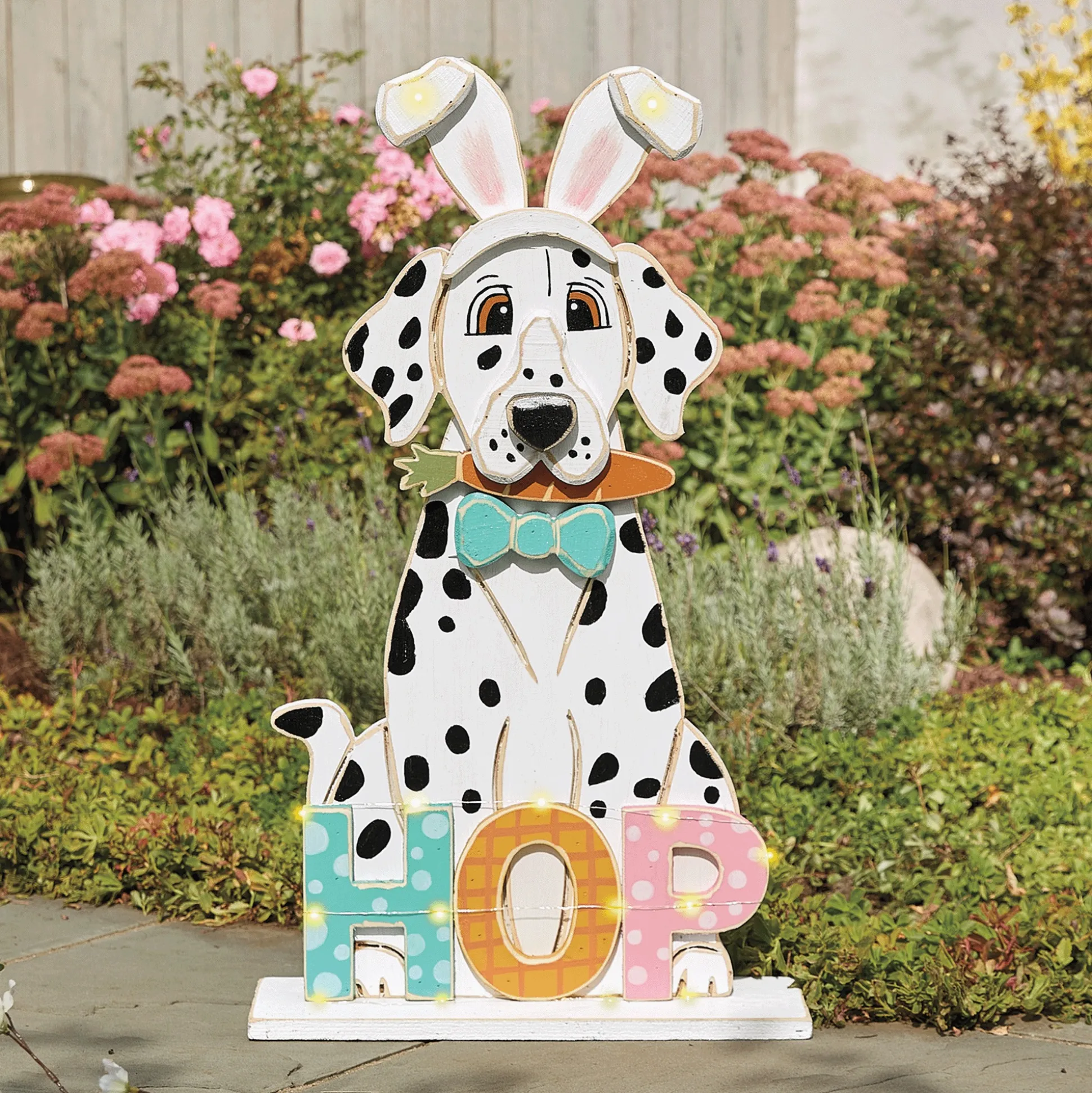 Chunky Wood Cutouts Lit Easter Dog