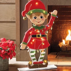 Chunky Wood Cutouts Lit Elf