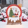 Chunky Wood Cutouts Lit Santa’s Snowglobe