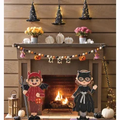 Chunky Wood Cutouts Lit Trick-Or-Treaters