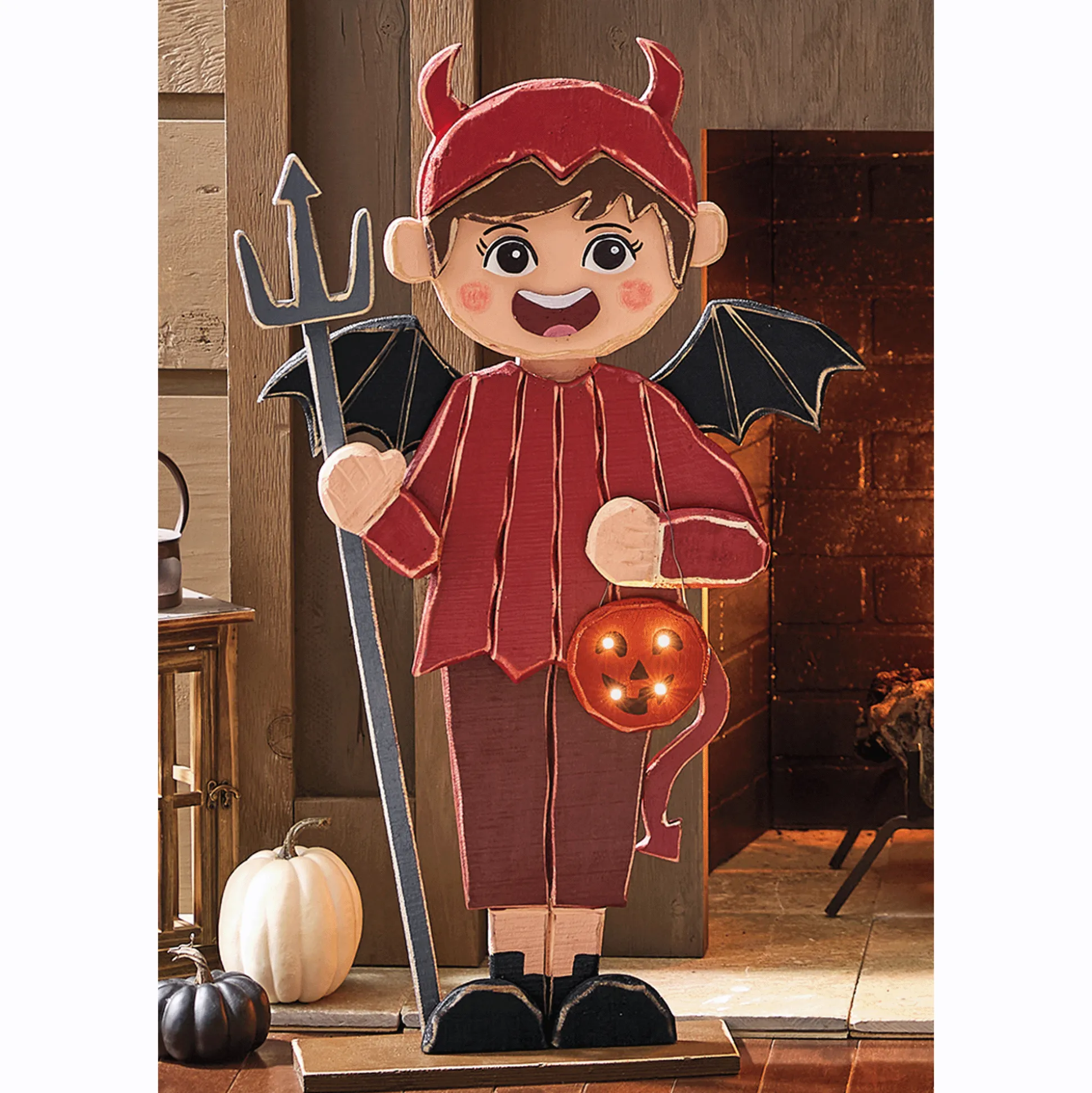 Chunky Wood Cutouts Lit Trick-Or-Treaters